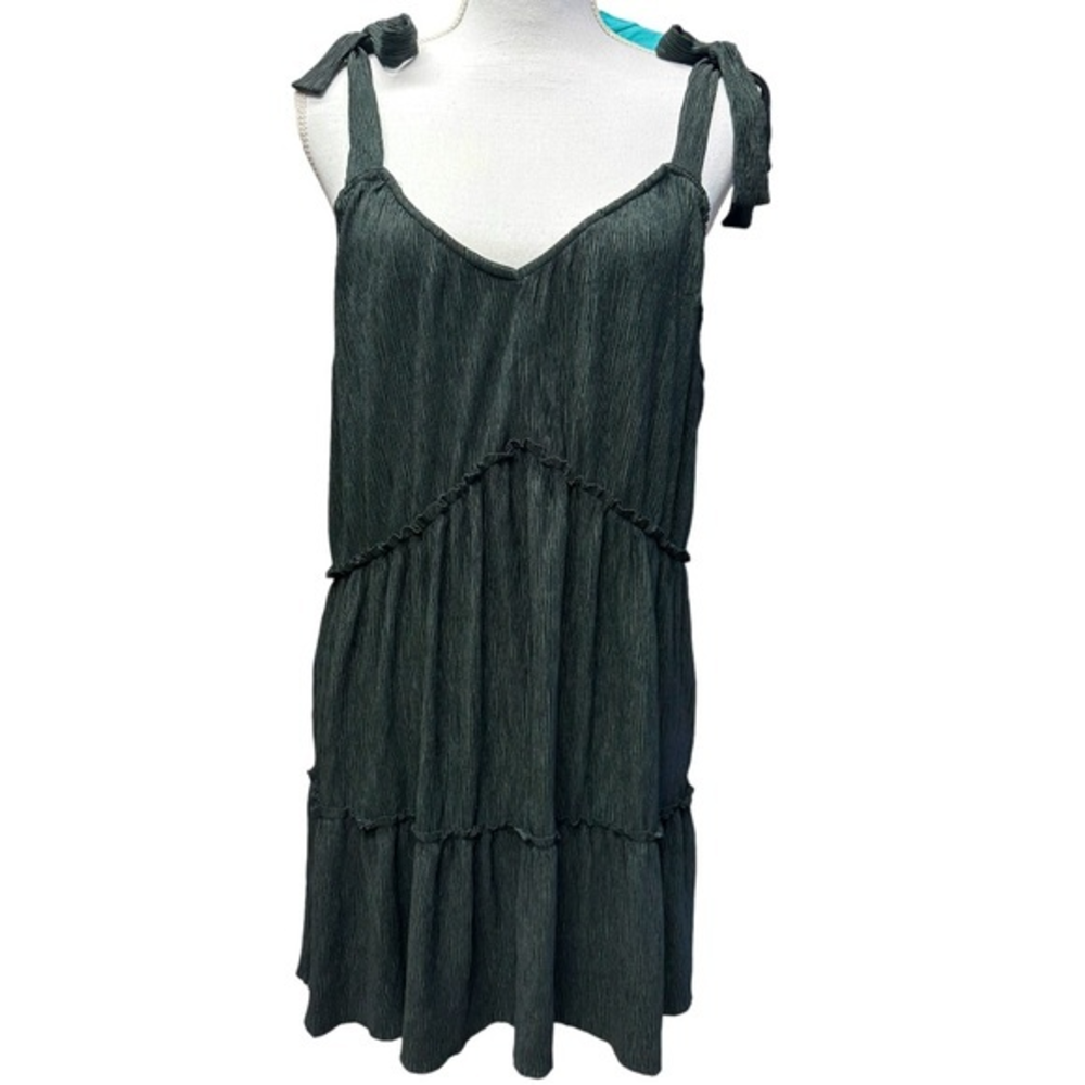 Suzanne Betro Black Crepe Tiered Mini‎ Dress Size XL NWT
